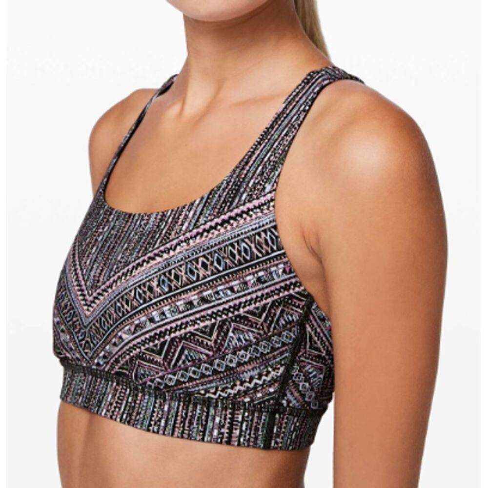 Lululemon Energy Bra – Tribal Pace White Black – Women’s Size 10- EUC